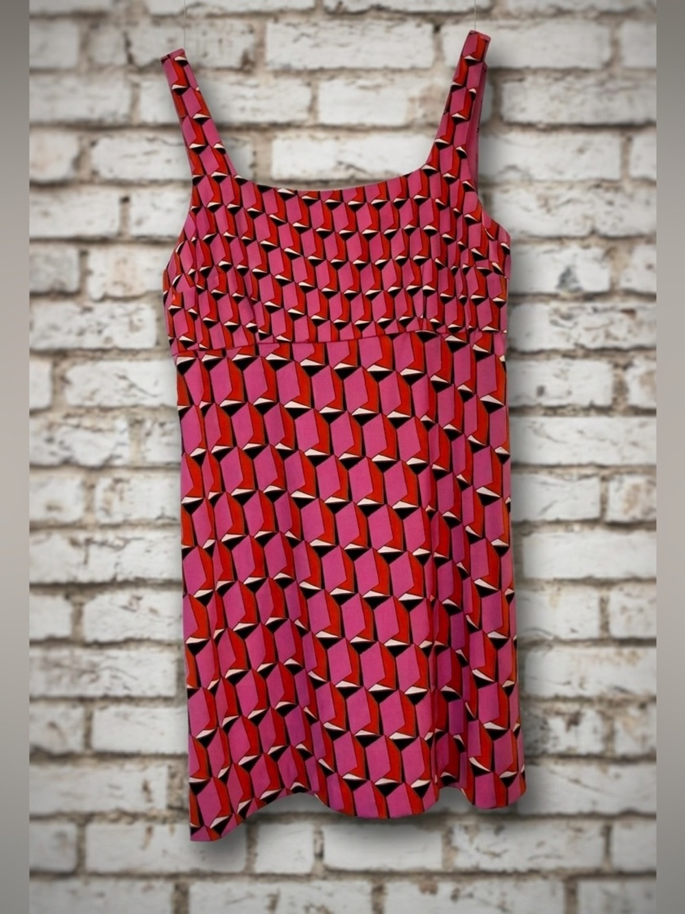 Diane Von Furstenberg Pink & Red Geometric Sleeveless Dress